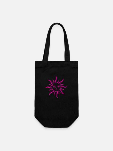 sonne gesicht heilige geometrie yoga einfache form - Geschenkbeutel für Flaschen - Schwarz