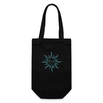 sun face sacred geometry yoga gift idea - Gift Bag for Bottles - black - Front