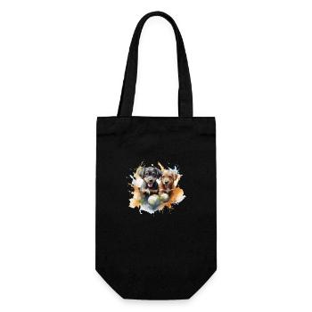 Welpen, die mit einem Ball spielen - Geschenkbeutel für Flaschen - Schwarz - Vorne