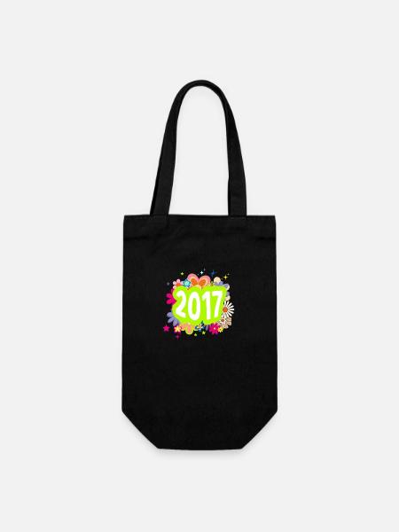 Année 2017 anniversaire Groovy floral - Sac à bouteille - noir
