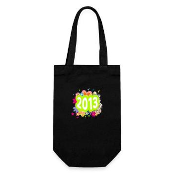 Jahr 2013 Jubiläum Groovy Floral - Geschenkbeutel für Flaschen - Schwarz - Vorne