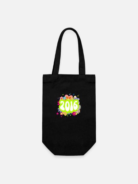 Année 2016 anniversaire Groovy floral - Sac à bouteille - noir