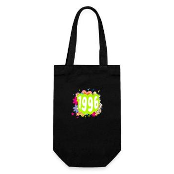 Jahr 1996 Jubiläum Groovy blumig - Geschenkbeutel für Flaschen - Schwarz - Vorne