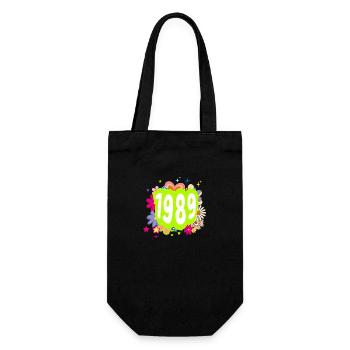 Jahr 1989 Jubiläum Groovy blumig - Geschenkbeutel für Flaschen - Schwarz - Vorne