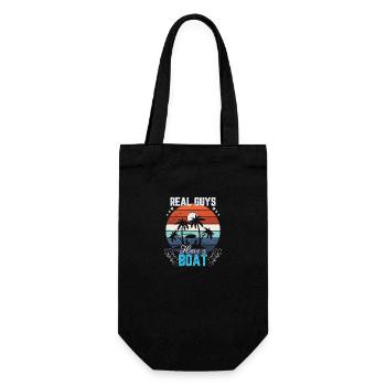 Real Guys have a Boat - Geschenkbeutel für Flaschen - Schwarz - Vorne