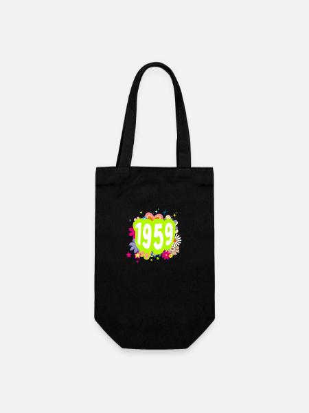 Année 1959 anniversaire Groovy floral - Sac à bouteille - noir