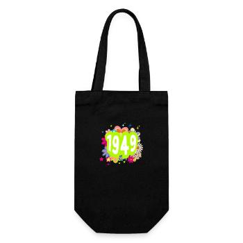 Jahr 1949 Jubiläum Floral Groovy - Geschenkbeutel für Flaschen - Schwarz - Vorne