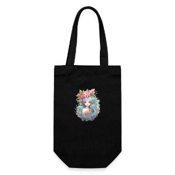 Mermaid with flowers in her hair, Summer, Mermaid - Gift Bag for Bottles - black - Front