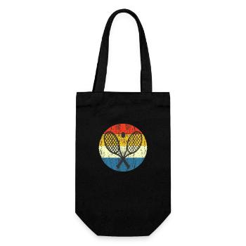 Vintage-Tennis-Retro-Sonnenuntergang - Geschenkbeutel für Flaschen - Schwarz - Vorne