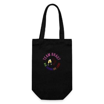 Team Braut - wir feiern die Liebe - Geschenkbeutel für Flaschen - Schwarz - Vorne