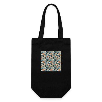 Koi Fish Seamless Pattern Japonais Asiatique Chinois - Sac à bouteille - noir - Devant
