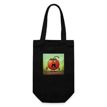 Lustighausen - Comic Style Tomato embarrassed - Geschenkbeutel für Flaschen - Schwarz - Vorne