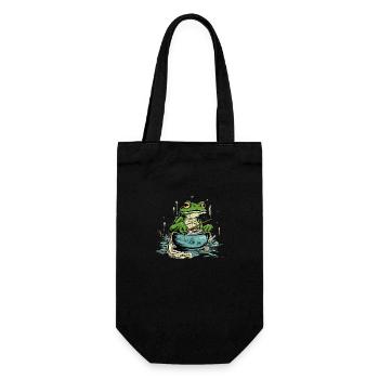 Miki, der gierige Frosch - Geschenkbeutel für Flaschen - Schwarz - Vorne