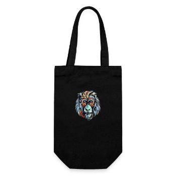 Kajou der Mandrill - Geschenkbeutel für Flaschen - Schwarz - Vorne