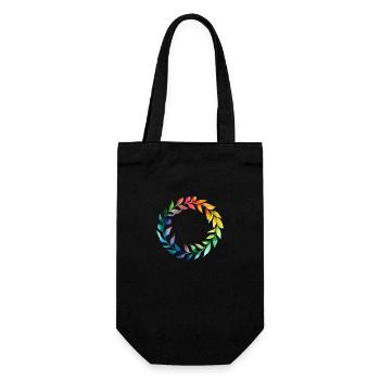 Rainbow leaves. Forming a circlein watercolor style - Gift Bag for Bottles - black - Front