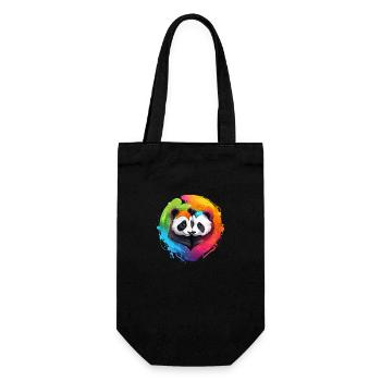 LGBTQIA+ Panda`s in love - Geschenkbeutel für Flaschen - Schwarz - Vorne