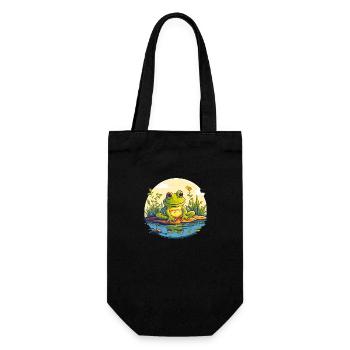 Little green frog sitting at the edge of the pond - Gift Bag for Bottles - black - Front