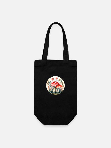 Zauberpilze und Fliegenpilze - Pilze - Geschenkbeutel für Flaschen - Schwarz