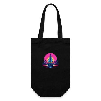 Synthwave Yacht sunset - Geschenkbeutel für Flaschen - Schwarz - Vorne