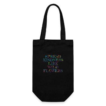 Verbreiten Sie Freundlichkeit: Schnappen Sie sich ein Regenbogen-Wildblumen-Shirt - Geschenkbeutel für Flaschen - Schwarz - Vorne