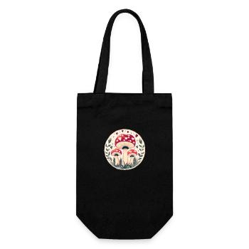 Mushrooms toadstools in magic hearts - Gift Bag for Bottles - black - Front