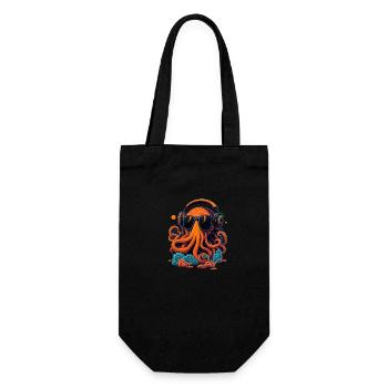 Oktopus mit Sonnenbrille - Geschenkbeutel für Flaschen - Schwarz - Vorne