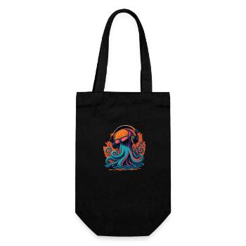 Oktopus mit Sonnenbrille - Geschenkbeutel für Flaschen - Schwarz - Vorne