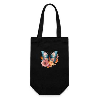beautiful, imaginatively drawn butterfly - Gift Bag for Bottles - black - Front