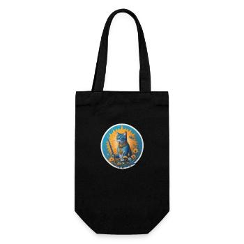 Die blaue Sommerwächterkatze - Geschenkbeutel für Flaschen - Schwarz - Vorne