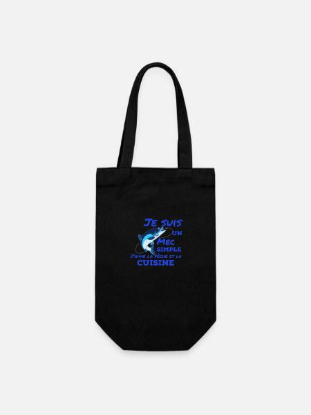 Je suis un mec simple, j'aime la pêche la cuisine - Sac à bouteille - noir