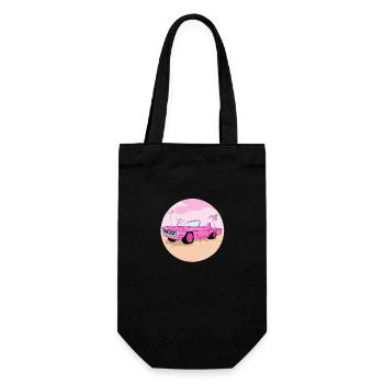 Pink sports car in the desert - Gift Bag for Bottles - black - Front