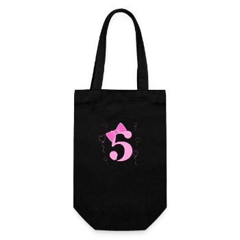 5e anniversaire fille - Sac à bouteille - noir - Devant