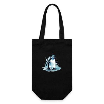 Penguin fighting for survival - Gift Bag for Bottles - black - Front