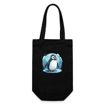 Lustiger Pinguin trotzt der Kälte - Geschenkbeutel für Flaschen - Schwarz - Vorne