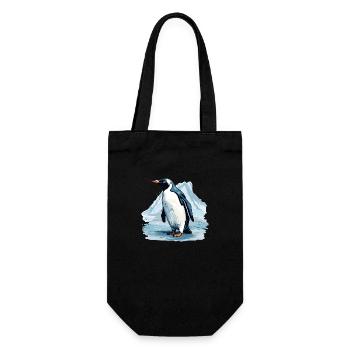 Das Leben der Pinguine ist nichts für Warmduscher - Geschenkbeutel für Flaschen - Schwarz - Vorne