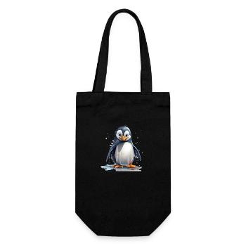 Lustiger Pinguin - Geschenkbeutel für Flaschen - Schwarz - Vorne