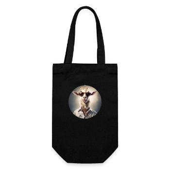 Une chèvre hipster joyeuse profite de la vie - Sac à bouteille - noir - Devant