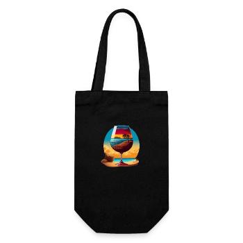 Red wine on the beach - Gift Bag for Bottles - black - Front