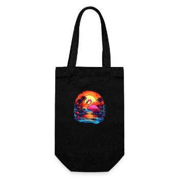 Flamant rose au coucher du soleil - Sac à bouteille - noir - Devant