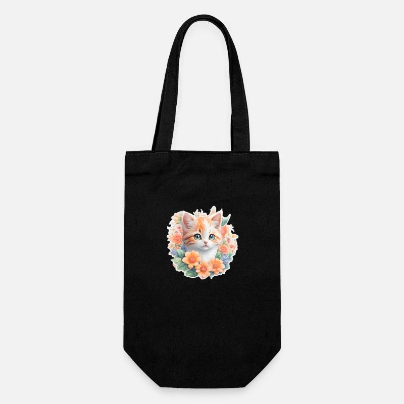 Bébé chat en fleurs - Sac à bouteille - noir
