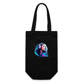 Woman with headphones enjoying the music - Gift Bag for Bottles - black - Front