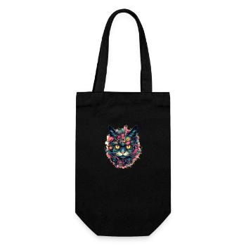 Cyperpunk Katze - Geschenkbeutel für Flaschen - Schwarz - Vorne