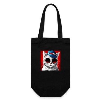 Classy Cat With Shades And A Top Hat - Gift Bag for Bottles - black - Front