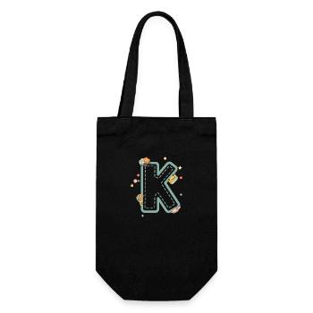 Buchstabe k Fahrzeug - personalisiertes Kindergeschenk - Geschenkbeutel für Flaschen - Schwarz - Vorne