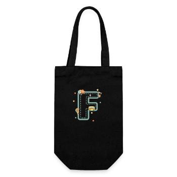 Buchstabe f Fahrzeug - personalisiertes Kindergeschenk - Geschenkbeutel für Flaschen - Schwarz - Vorne