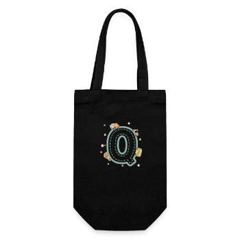 Buchstabe q Fahrzeug - personalisiertes Kindergeschenk - Geschenkbeutel für Flaschen - Schwarz - Vorne
