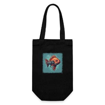 fishing fish funny angling cool bday birthday - Geschenkbeutel für Flaschen - Schwarz - Vorne