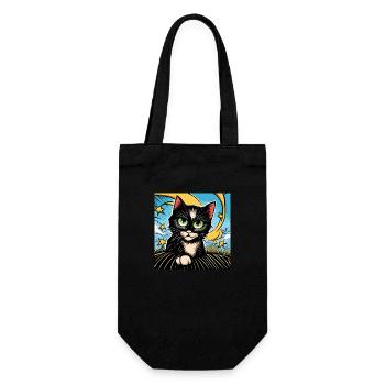 Niedliche schwarze Katze - Geschenkbeutel für Flaschen - Schwarz - Vorne
