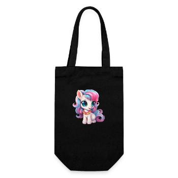 small pony in blue pink - Gift Bag for Bottles - black - Front