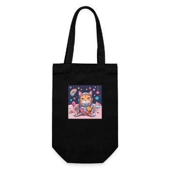 Katze im Weltall Vol.8 - Geschenkbeutel für Flaschen - Schwarz - Vorne